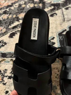 Steve Madden Mayven Black Leather Sandals thumbnail 2