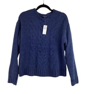 American Eagle Womens‎ Cable Knit Sweater Size Small NWT Chenille Blue Cozy Warm thumbnail 1