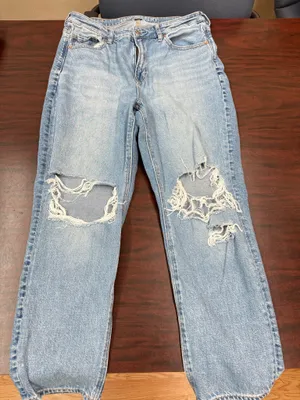 American Eagle Strigid Distressed Mom Jeans Size 10 Short thumbnail 1