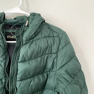 Madden NYC green puffed‎ winter jacket coat hooded pockets nylon warm size large thumbnail 2