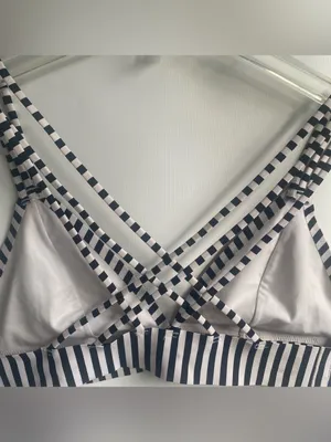 PINK Victoria’s Secret black white striped strappy bralette athletic sport bra S thumbnail 4