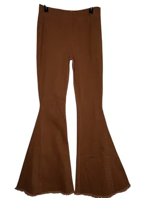 Newbury‎ Kustom Rust Brown Flare Bell Bottom Pants High Rise Frayed Hem Medium thumbnail 1
