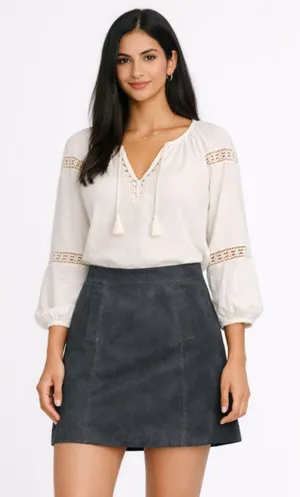 Kut From The Kloth Suede Leather Mini Skirt Womens 10 Gray Lined Pockets thumbnail 1