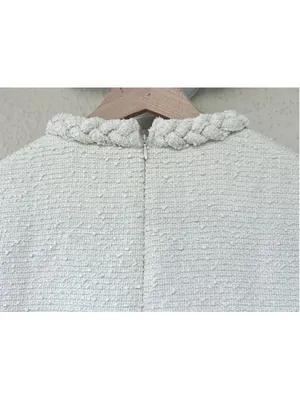 Tuckernuck Pearl White Tweed Jackie Mini Dress M Old Money Preppy Pockets Thick thumbnail 9