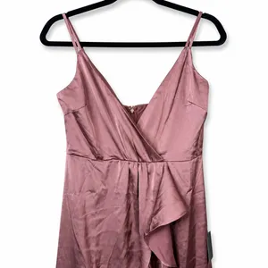 NEW Lulus Enchanted Moments Mauve Pink Satin Ruffled High-Low Dress Medium thumbnail 6