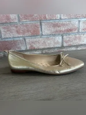 J. McLaughlin Ballet Flats Bow Women’s 9.5 Champagne Gold Square Toe Classic thumbnail 7
