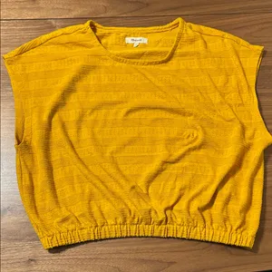 Madewell Pointelle Knit Short-Sleeve Crop Top Size Large Tungsten Glow thumbnail 3