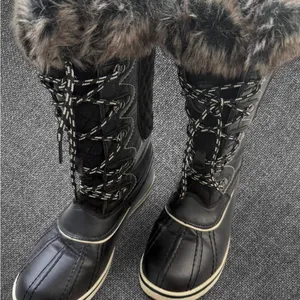 Black Faux Fur Trim Winter Snow Boots thumbnail 4