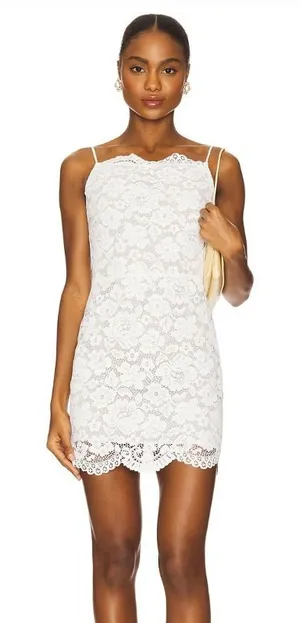 For Love & Lemons White Lace Mini Dress Spaghetti Strap Deep V Back XS NWT thumbnail 1