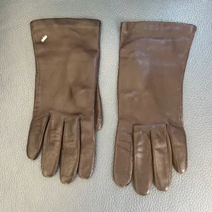 Vtg Kislav Glacé Sz 7 Brown Leather Gloves France thumbnail 2