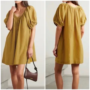 DÔEN Josette Gathered Organic Cotton-blend Voile Mini Dress (driftwood) thumbnail 9