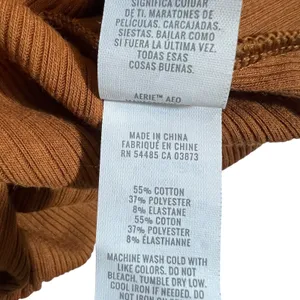 Aerie Ribbed Side Drawstring Bodycon Midi Dress Rust Brown Casual Size XS thumbnail 7