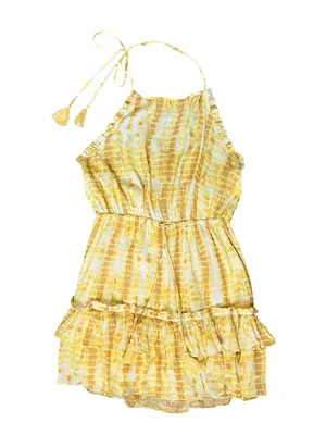 Revolve Majorelle Women’s Baker Yellow Tie Dye Halter Neck Tassel Tie Mini Dress thumbnail 2