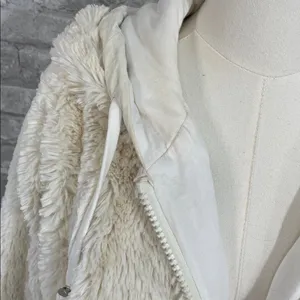 Free People Movement Take a Moment Faux Fur Hooded Jacket in ivory. thumbnail 4
