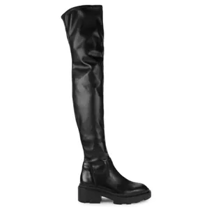 Ash Manny Over-The-Knee Biker Boots Black Thigh-High Leather Chunky Combat Edgy thumbnail 2