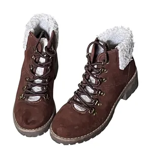 St John’s Bay Brown Faux Fur Lined Lace Up Hiker Boots Size 6 thumbnail 1