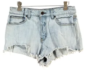 Free People Cutoff Denim Shorts Women 29 Light Wash Blue Raw Hem Festival Grunge thumbnail 1