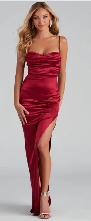 Lola High Windsor Formal Slit Dress Satin thumbnail 1