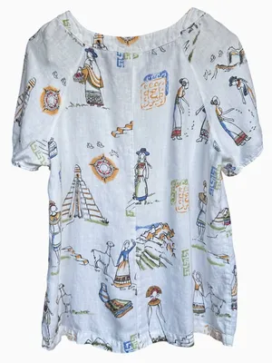 Lantana 100% Linen Short Sleeve Top Sz M thumbnail 3