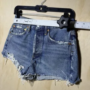 Agolde Parker Denim Shorts Womens 25 Distressed Cutoff‎ Raw Hem High Rise thumbnail 4