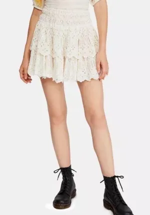 Free People Eyelet Ruffle Mini Skirt thumbnail 5