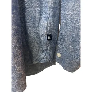 GAP Womens Blue Linen Blend Chambray Style Long Sleeve Button Down Shirt Large thumbnail 12