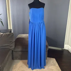 Women’s Blue Full Length Strapless Formal Dress Matching Shawl Size XL (14) NEW thumbnail 3