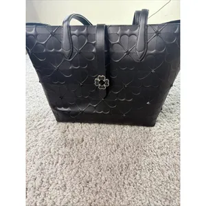 Kate Spade Kaci Flower Embossed Medium Tote Black Leather WKRU6 thumbnail 3