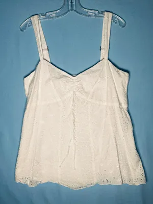 Nine West White Eyelet Camisole with Adjustable Straps Size 16. Boho cottagecore thumbnail 1