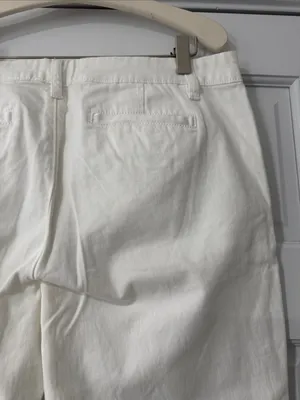 Caslon Cotton Chino Cropped Pants Pockets Straight White Stretch Women Size 12 thumbnail 7
