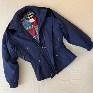 Vintage Head Skiwear Navy‎ Blue Insulated Ski Jacket Women Size 10 retro snow thumbnail 1