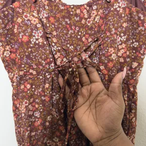 Trixxi Women Forest Fairy Maxi Dress Large Brown Floral Babydoll Cottagecore Boh thumbnail 10