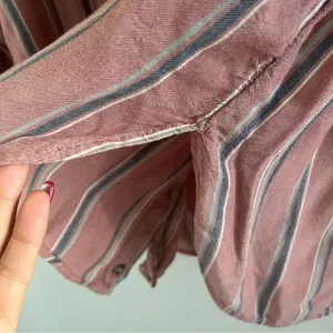 American Eagle Oversized Fit Striped Button Front Long Sleeve Medium thumbnail 7