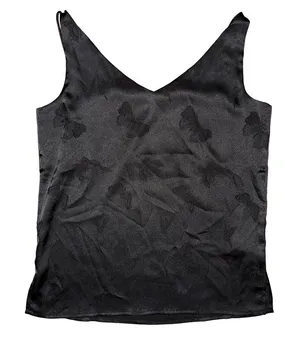 💖‎ NWOT Black Boutique V Neck Satin Cami Butterfly Print Tank Top thumbnail 1