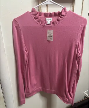 J.Crew Sweater Ruffle Neck Long Sleeve thumbnail 1
