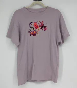Nike The Nike Tee‎ Embroidered Owl Flowers Moon Lavender Short Sleeve Shirt S thumbnail 1