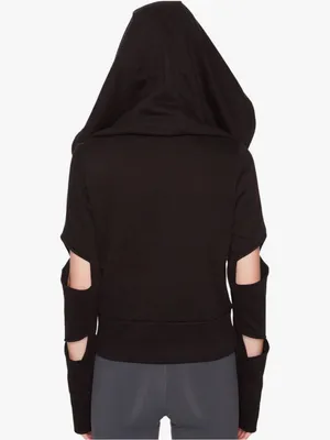 ALO Yoga‎ Small Mix Jacket Zip Up Cut Out Long Sleeve Fleece Hooded Casual Black thumbnail 14
