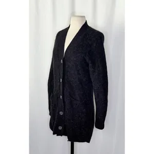 EVERLANE The Oversized Alpaca Cardigan Heathered Black Merino Wool Pockets Small thumbnail 7