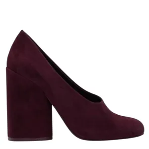 Tory Burch Lucia Pumps Women's 6.5 Burgundy Purple Fig Suede Sculpted Heel thumbnail 14