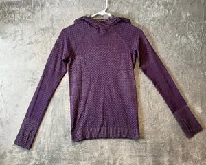 Lululemon Sz 4 Long Sleeve‎ Rest Less Hoodie Patchwork Galactic Grape Silver thumbnail 1