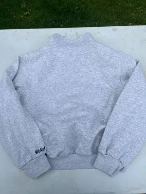 Hollister Light Gray "East Coast" Half-Zip Sweater with Navy Script thumbnail 4