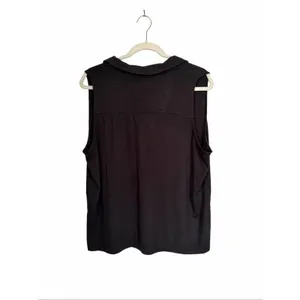 Lou & Grey Womens Sz L Black Sleeveless Stretch Pullover Top Shirt Collared thumbnail 5
