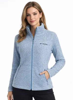 Columbia grey full zip fleece jacket Large ski Layerable outdoor thumbnail 1