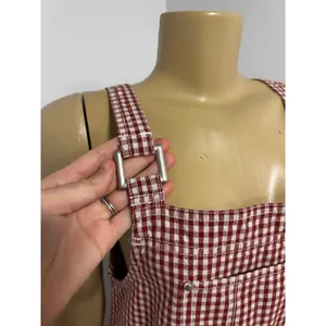 Mountain Lake Casuals Red Gingham Cotton Pinafore Overall Dress Womens Medium thumbnail 4