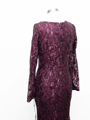 Adrianna Papell - V-Neck Long Sleeve Sequin Mermaid Gown thumbnail 9