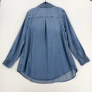 Liz Lange Maternity Target L Blue Chambray Lyocell Tunic Shirt Long Sleeve Chic thumbnail 2