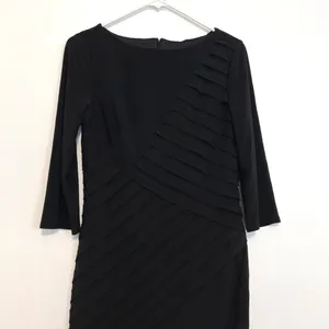 ADRIANNA PAPELL Black Shutter Pleat Pleated 3/4 Sleeve Jersey Knit Sheath Dress thumbnail 6