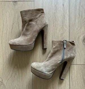BCBGMaxAzria Taupe Suede Platform Ankle Booties thumbnail 1