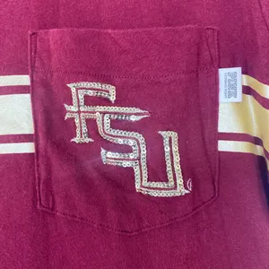 Pink Victoria Secret w/5th & Ocean FSU UNCONQUERED Graphic Tee sequin women sz S thumbnail 4
