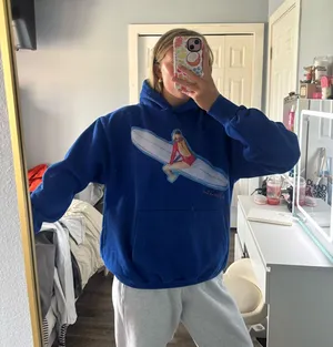 In print we trust blue surfer hoodie thumbnail 1